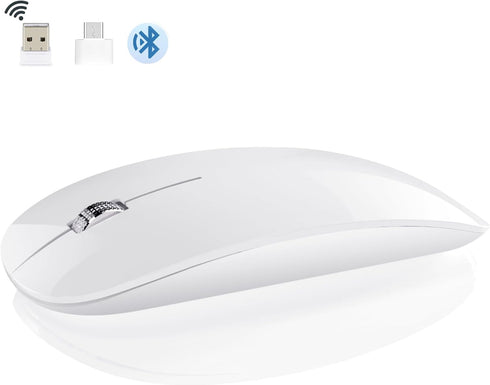 DC 5 1 Wireless Mouse, in Bluetooth USB C Rechargeable Mouse for Laptops Disktops Tablets Compatible with Apple MacBook
