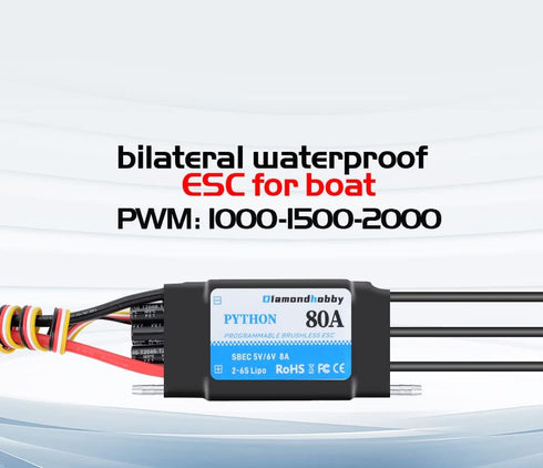 80A 2-6S 5V/6V 8A XT90 4.0mm DH Waterproof Brushless ESC Electronic Speed Controller with BEC and Banana Head Connector