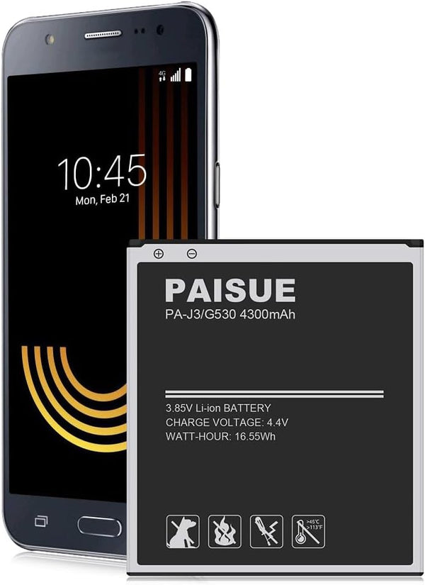 Galaxy J3 Battery, Upgraded 4300mAh EB-BG530CBU Li-ion Replacement Battery for Samsung Galaxy J3 Prime and More