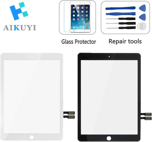 Compatible iPad 6th Generation Touch Screen Glass Digitizer Replacement, Adhesive Tape, Repair Tools Kit (White)