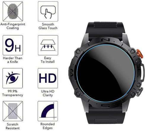 Screen Protector for ST19 1.43'' Smartwatch, 9H Tempered Glass Protective Film for SIEMORL ST19 / LIGE ST19 (3PCS)