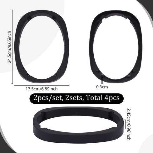 OLYCRAFT 4pcs Car Speaker Spacer Rings 6.9x9.6 Inch Door Speaker Adapter Spacer Ring Car Audio Universal Speaker Rings Plastic Speaker Spacer Rings Universal Speaker Spacer Rings for Cars Boats Trucks