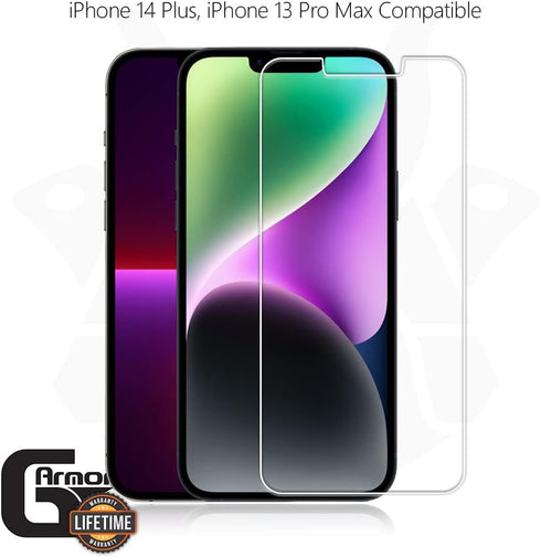 2 Pack Screen Protector for iPhone 14 Plus and iPhone 13 Pro Max - Tempered Glass Screen Saver, Phone Case Friendly, Lifetime Replacement, Protective Screen Cover for 6.7 Inch iPhones
