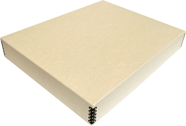 Lineco 17x22 Tan Museum Archival Storage Box, Acid-Free Drop Front Design with Metal Edge for Organizing Photos or
