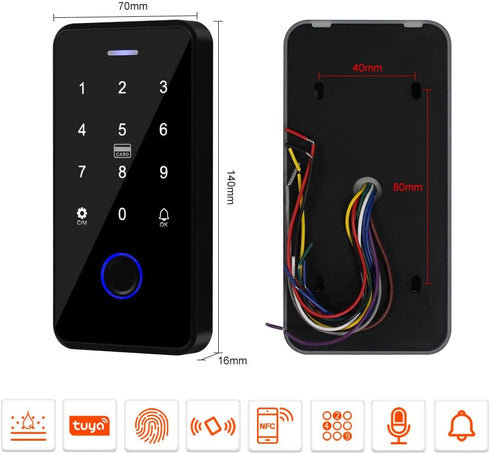 NFC Bluetooth Tuya Access Controller, IP68 Waterproof RFID Keypad Fingerprint Smart Lock System