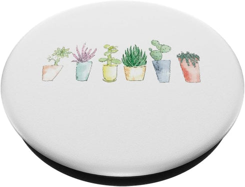 Succulent Merch Co Watercolor Succulent Cactus Potted Plant Lover Mom Gift PopSockets Adhesive PopGrip