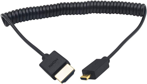 Duttek Extreme Thin Coiled Micro HDMI to HDMI Cable 6FT/1.8M, Compatible 4K@60Hz, 1080P, 3D, and Audio Return