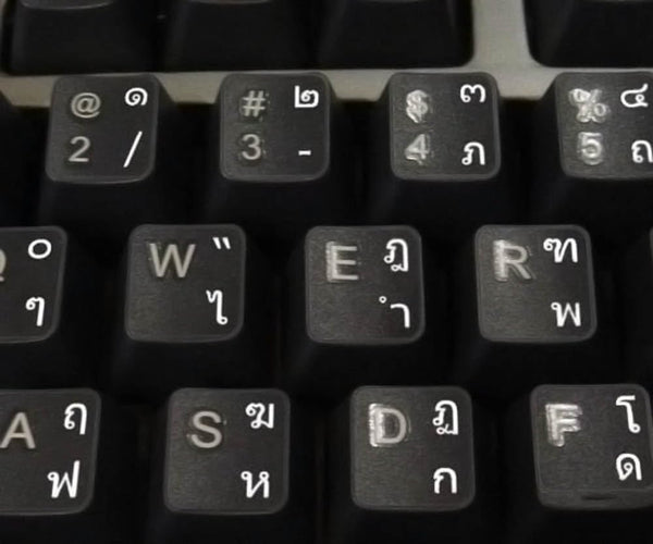 Online-Welcome Thai Keyboard Stickers, Transparent White Lettering for Laptops, PCs