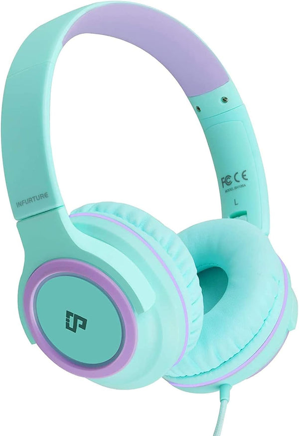 INFURTURE Kids Headphones with Microphone, Volume Limit 94dB, Wired Headphones for School, Travel, Compatible with