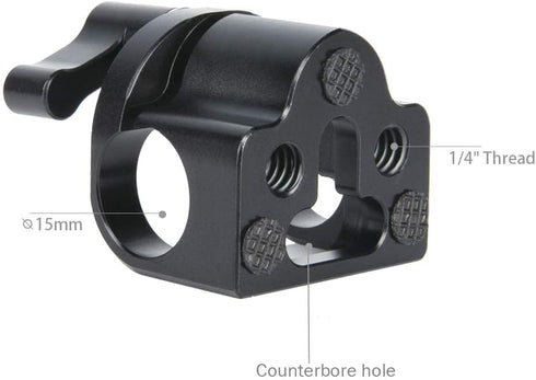 NICEYRIG 15mm Rod Clamp - Single Rod Holder for 15mm Rail Support System, EVF Mount, LED Light, Microphone