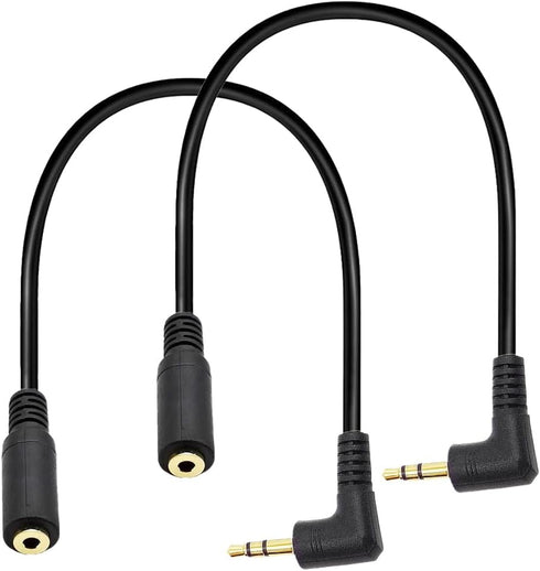 Seadream 2Pack 3.5mm Angle Male to 2.5mm Female Headset Audio Adapter Cable Extender Stereo Jack 8inch 3-Pole