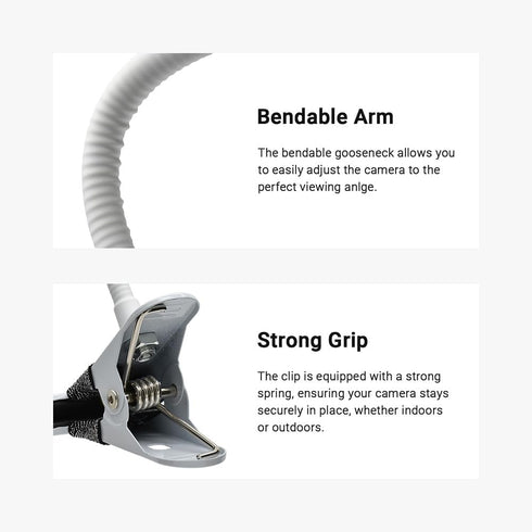 Holicfun Flexible Clip Mount for Indoor/Outdoor Security Cameras, 40cm Gooseneck, Compatible with Ring, Blink, Eufy,