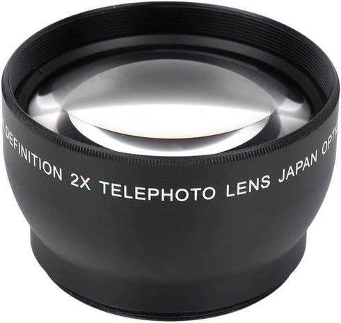 52mm 2X Magnification HD Teleconverter, Waterproof Telephoto Lens for 52mm Mount Camera