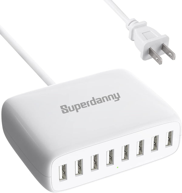 USB Charger Station, SUPERDANNY 8-Port Desktop Charging Station for Multiple Devices, Compatible with iPhone