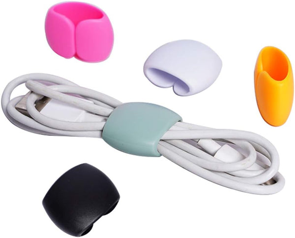 Keast 4Pcs Reusable Silicone Cord Organizer, Headphone Cable Management Wrap Winder for Phone Charger, Random Colors