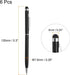 MECCANIXITY 6pcs Metal Stylus Pen Ballpoint Pen 2 in 1 Universal Retractable Ink Pen with Stylus Tips for All Capacitive Touch Screen Device, Black