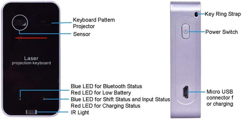 MOJO Bluetooth Wireless Laser Projection Keyboard - Portable Full-Size Keypad