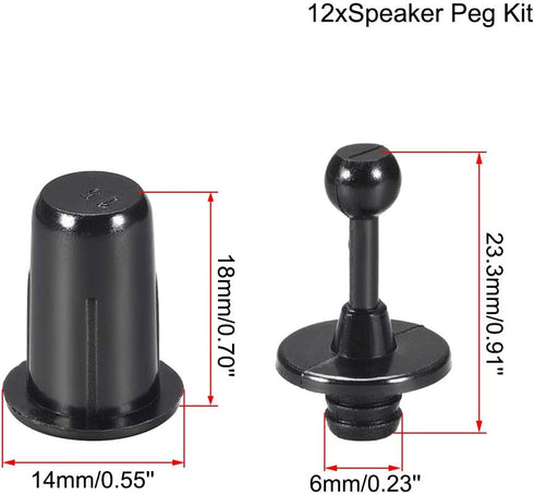 uxcell Speaker Small Peg Kit Guides, 25.5mm Black Diameter, 6mm, 12 Pairs