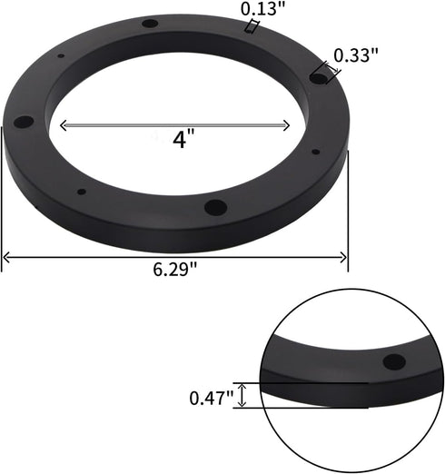 2PCS Black Plastic Speaker Spacer Adaptor Ring Mounting Bracket, 4inch Dia Speaker Spacer Rings for Cars, Boats, Trucks, and More