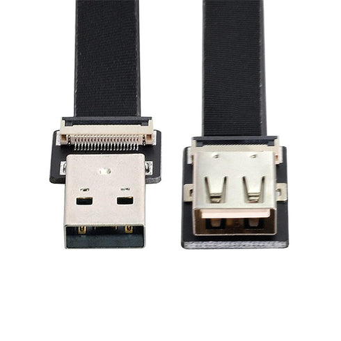 Xiwai 0.2M USB 2.0 Type-A Male to Female Extension Data Flat Slim FPC Cable for FPV, Disk, Scanner & Printer