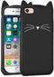 Cute iPhone SE 2022 Case, Black Whisker Cat Ears Funny 3D Cartoon Kitty Soft Silicone Slim Fit