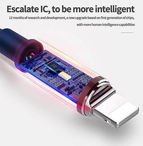 mcdodo 6FT/1.8M Smart LED USB Data Cable: Auto Disconnect & Recharge, Nylon Braided, Compatible with New Phones (Black)