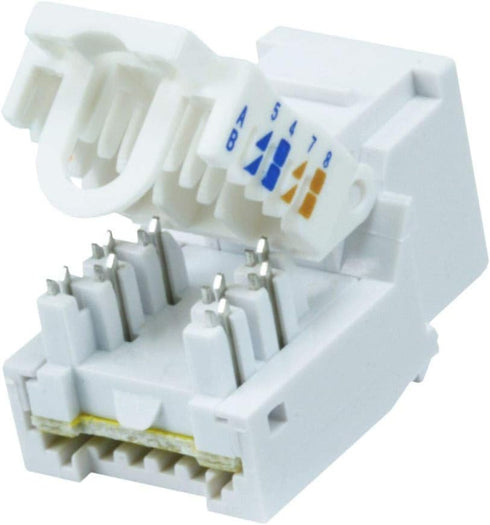 Monoprice Cat6 RJ45 Toolless Keystone Jack - White, For 22-24AWG Solid Wire
