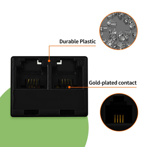 Telephone Cable 2 Way Splitter (3 Pack), RJ11 6P4C Phone Line Cord Adapter with 3 inch Cable for Landline Phone Wire
