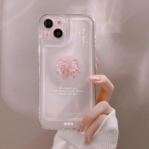 Ownest iPhone 13 Case: Cute 3D Pink Bowknot, Slim Clear Design, Aesthetic Camera Lens Protection for Women & Teens.