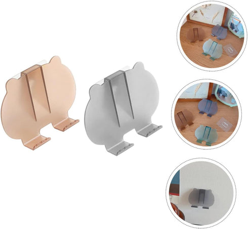 NUOBESTY 2pcs Wall Mount Phone Holder for Bedroom No Punching Adhesive Design Multi-Functional Smartphone Stand TV