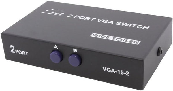 2 Port VGA SVGA Monitor Sharing Switch Box, 2 in 1 Out for LCD PC TV Monitor