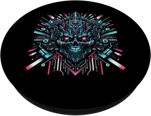 Cyberpunk Robotic Skull Cyborg Streetwear Heavy Metal Band PopSockets Standard PopGrip