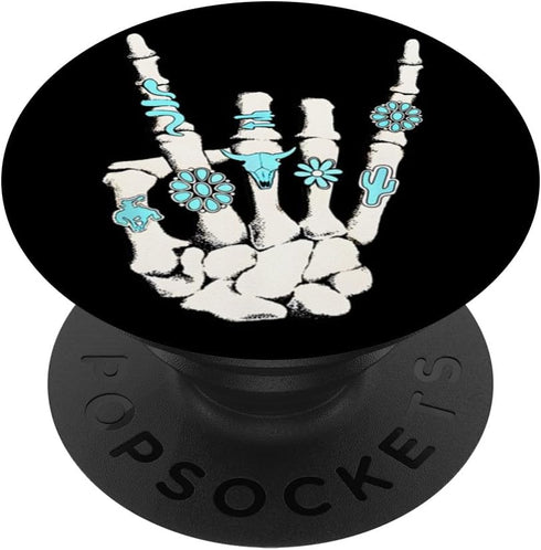 Western Rock On Skeleton American Rodeo Cowboy Fun Gifts PopSockets Standard PopGrip