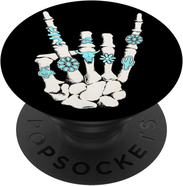 Western Rock On Skeleton American Rodeo Cowboy Fun Gifts PopSockets Standard PopGrip