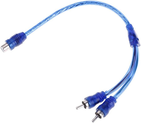 RCA Audio Cable Connector 1 Female to 2 Male, Clear Blue RCA Speaker Splitter Shielding Cable Adapter (2 Pack)