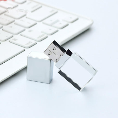 HOPAS New Crystal Transparent Rectangle Genuine USB Flash Drive Wedding Gift Pen Drive,Silver