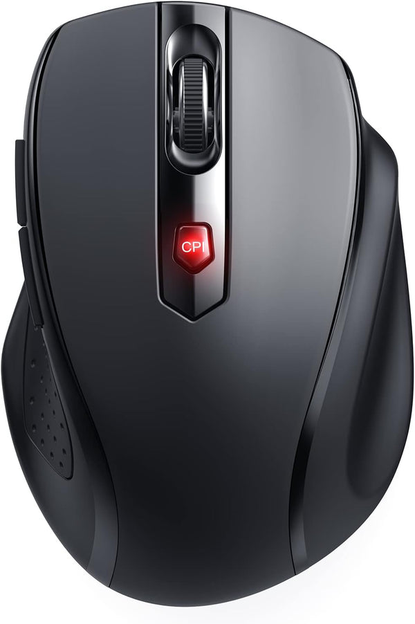 Wireless Mouse, Bluetooth 6 Button Mouse with 5 Adjustable DPI (800-2400), 18-Month Battery Life, Ergonomic for Laptop,