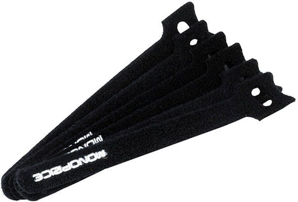 Monoprice Hook & Loop Fastening Cable Ties, 6 inch, 100 pcs/Pack - Black