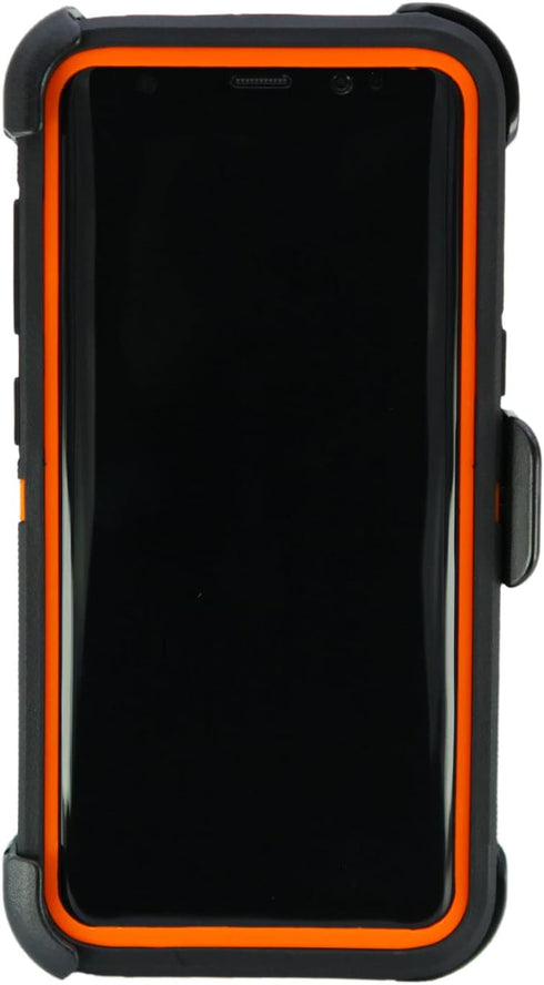 WallSkiN Heavy Duty Case for Galaxy S8 (5.8"), Military Grade Drop Protection with Holster - Camouflage/Orange