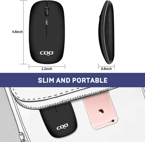 COO LED Slim Mouse with 3 Adjustable DPI, Dual Mode (Bluetooth 5.1 and 2.4G Wireless) for iPad OS 13, MacBook, Laptop,