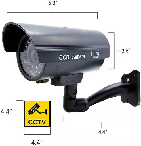 Fake Security Camera, Saikiot Dummy CCTV Surveillance System with Realistic Red Flashing Lights and Warning Sticker Indoor Outdoor Protect