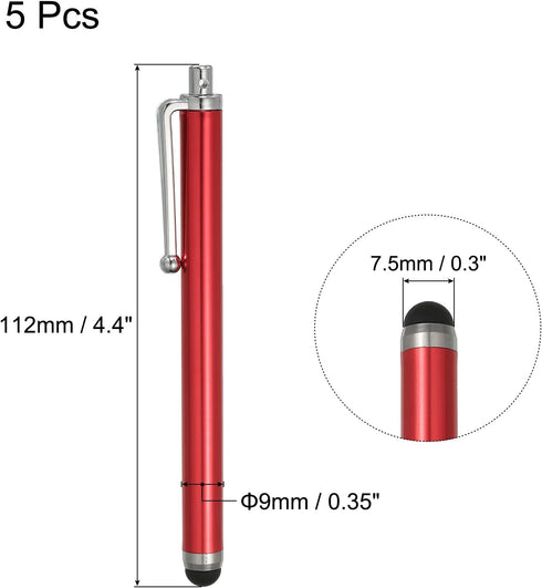 MECCANIXITY 5pcs Stylus Pens for Touch Screens Universal Capacitive High Sensitivity for Phone Tablet All Capacitive Touch Screen Device, Red