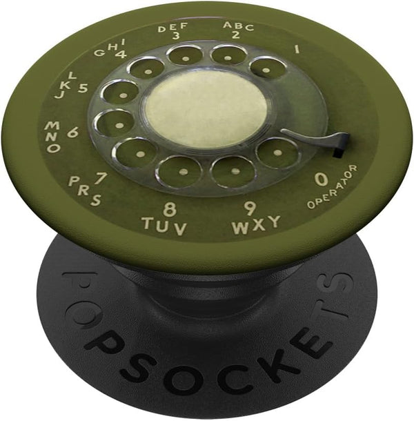 Rotary Phone Olive Green Retro Mid Century Vintage Dial PopSockets Standard PopGrip