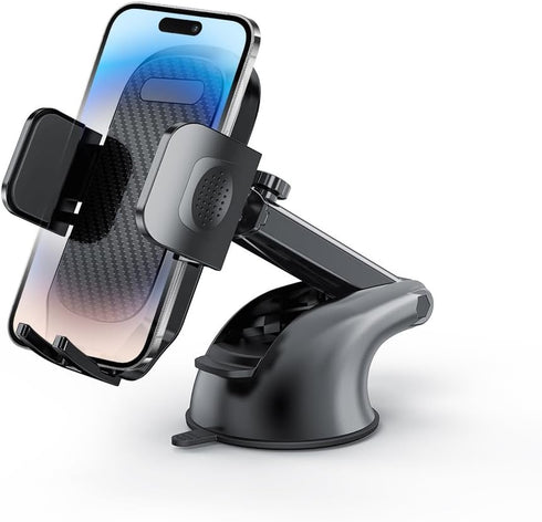 Car Suction Cup Phone Holder, 360° Rotation Anti-Shake Windshield Mount with Sticky Gel Pad, Compatible with iPhone