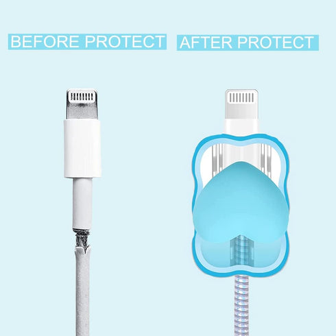5 in 1 DIY 18W 20W Heart Shape Protector Data Cable USB Charger Line for iPhone 11-15 Pro Max (Love Blue)