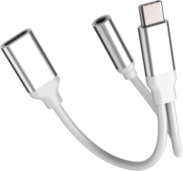 HOYULLI USB-c to 3.5mm Headphone Dongle Adapter(2 in 1) Type C Charger Splitter