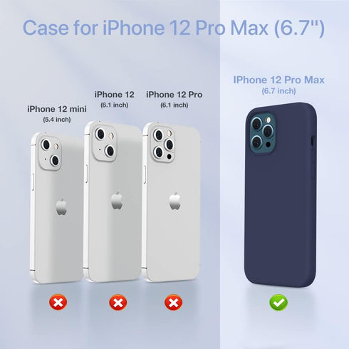 Miracase Liquid Silicone Case for iPhone 12 Pro Max, Navy Blue, Shockproof Drop Protection with Soft Anti-Scratch Lining