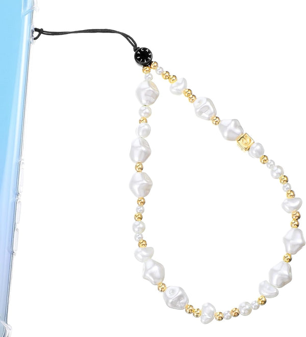 LXUEJIE 1 Pc Pearl Phone Charm, Beaded Phone Lanyard Kawaii Handmade Acrylic Wrist