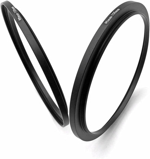 Metal Step Up Ring, 95mm to 105mm, 2 Pieces Step-Up Lens Adapter Ring for Canon Nikon Sony