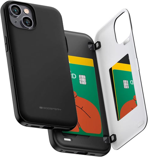 GOOSPERY Magnetic Door Bumper Compatible with iPhone 15 Case, Card Holder Wallet, Auto Closing Protective Cover